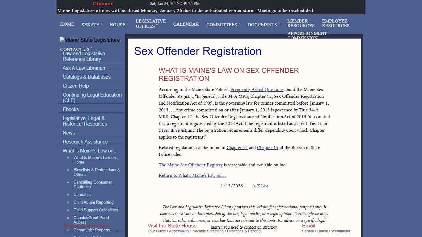 Sex Offender Registration Maine State Legislature