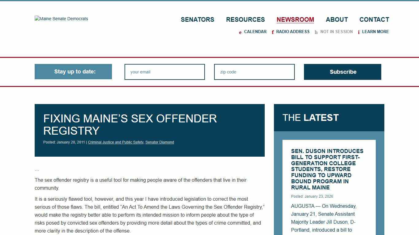 Fixing Maine’s Sex Offender Registry - Maine Senate Democrats